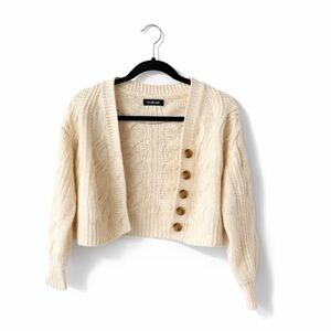 NAADAM cropped cream wool cashmere blend cardigan textured knit neutral XXS